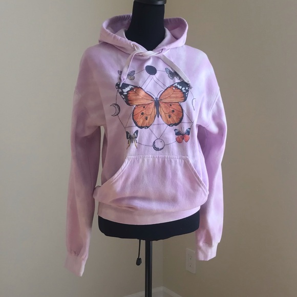 Goodie Two Sleeves Light Purple Tie Dye Hoodie Sweatshirt- Size S - Picture 4 of 5